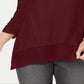 Blusa feminina de manga comprida com decote em V, tamanho PP, vinho