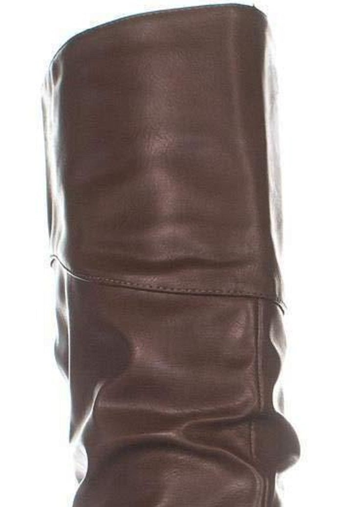 Botas de montaria femininas estilo &amp; co, bico amendoado, cano alto, marrom, tamanho 9, tamanho M-WC