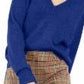 Suéter de cashmere com decote em V Inc Azul Tamanho Grande