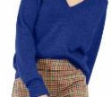 Suéter de cashmere com decote em V Inc Azul Tamanho Grande