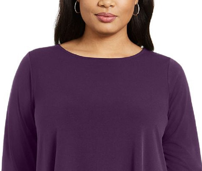 Blusa feminina Alfani lisa, roxa, tamanho pequeno, L
