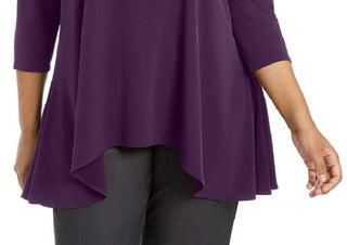 Alfani Women's Solid Swing Top Purple Size Petite L