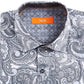 Camisa social masculina Tallia Slim Fit Performance Stretch Paisley cinza tamanho M