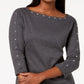 Karen Scott Top Feminino de Algodão com Botões Keyhole Cinza Tamanho P