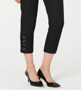Calça curta feminina Alfani com cadarço, preta, tamanho 4