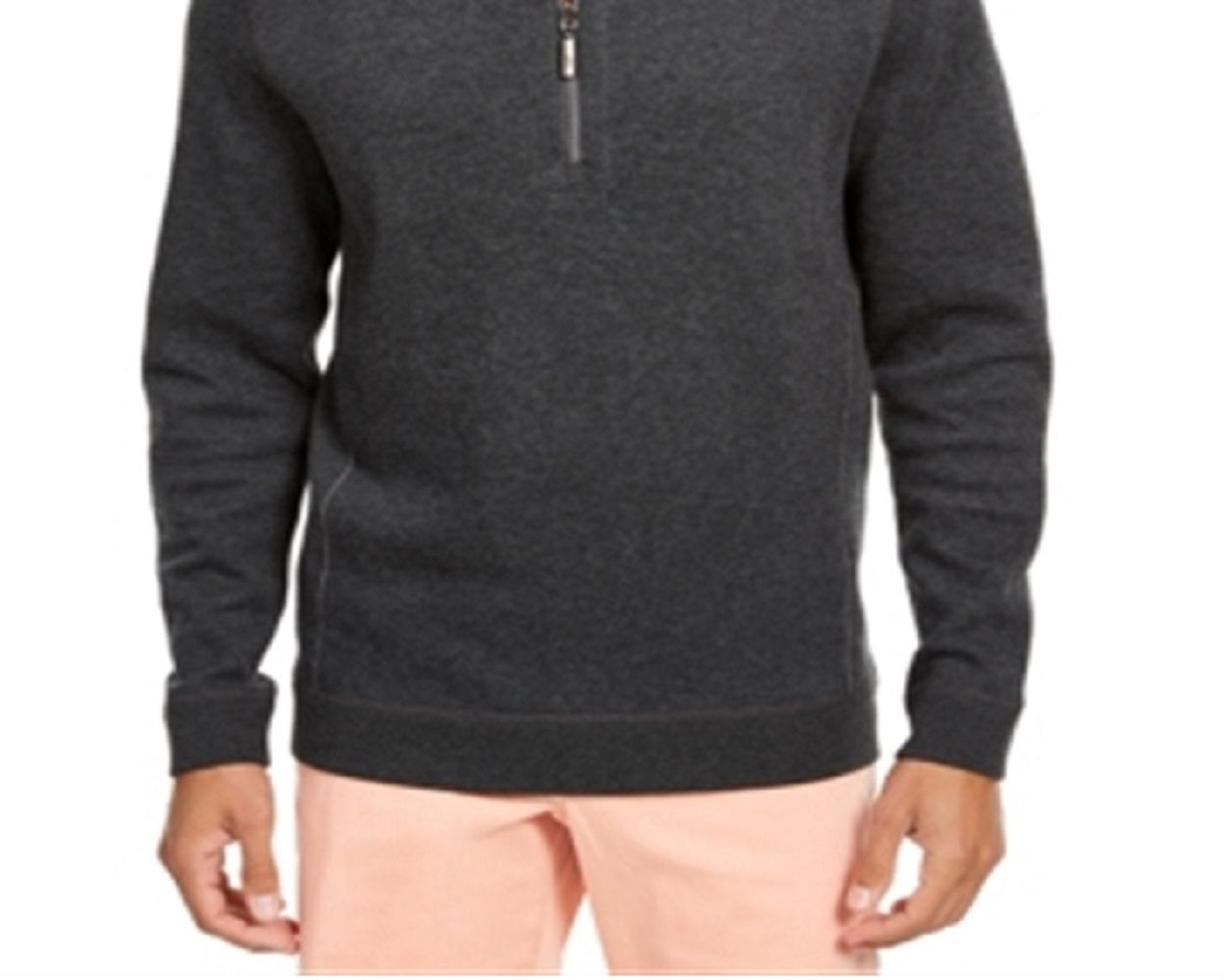 Tommy Bahama Masculino Flip Side Classic Fit Reversível com Zíper de 1/4 Cinza Tamanho GG