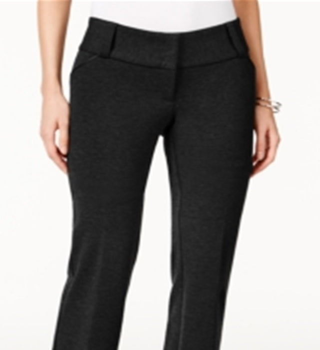 Calças femininas Alfani com acabamento em couro sintético e pernas largas, pretas, tamanho 20X5