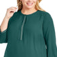 Blusa feminina plus size com pregas nas costas, verde, tamanho 4X, da coleção JM
