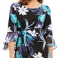Vestido feminino com estampa floral e babados, azul, tamanho 8, pequeno