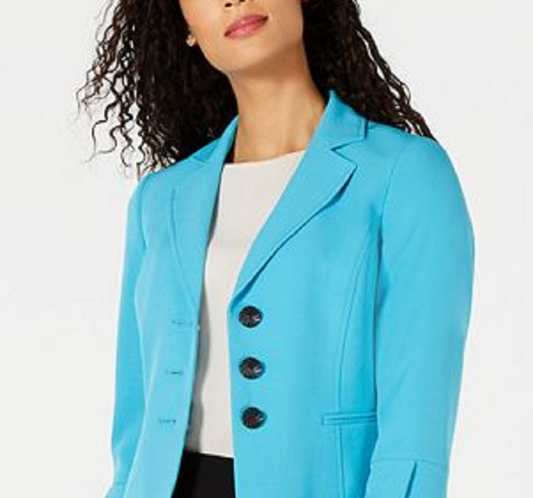 Terno feminino Le Suit com saia de três botões, azul, tamanho 12