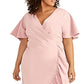 Vestido longo com babados falsos Rachel Roy feminino, rosa, tamanho 22W