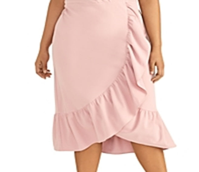 Vestido longo com babados falsos Rachel Roy feminino, rosa, tamanho 22W