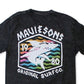 Camiseta masculina Maui and Sons Surf Thrasher com estampa gráfica e logotipo, preta, tamanho pequeno
