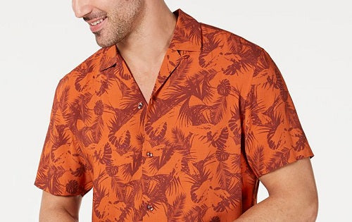 Camisa masculina Nico Camp com botões e técnica mista, laranja, tamanho XX-G, da INC International Concepts