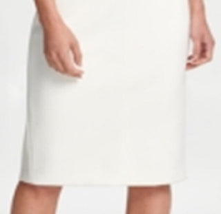 Vestido justo feminino DKNY com manga curta e comprimento até o joelho, branco, tamanho 12
