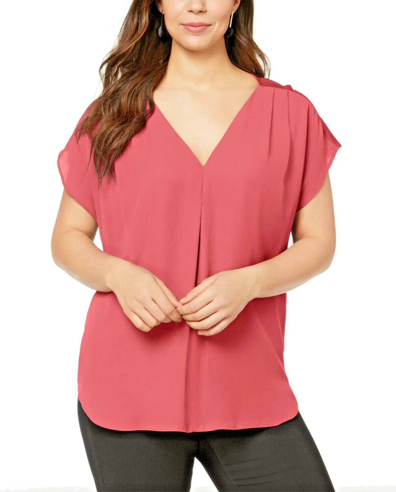Blusa plissada feminina INC International Concepts rosa tamanho pequeno