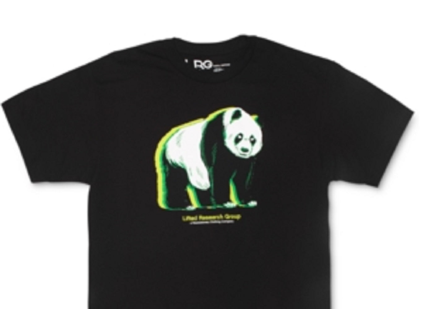 Camiseta masculina LRG com estampa de panda brilhante, preta, tamanho pequeno