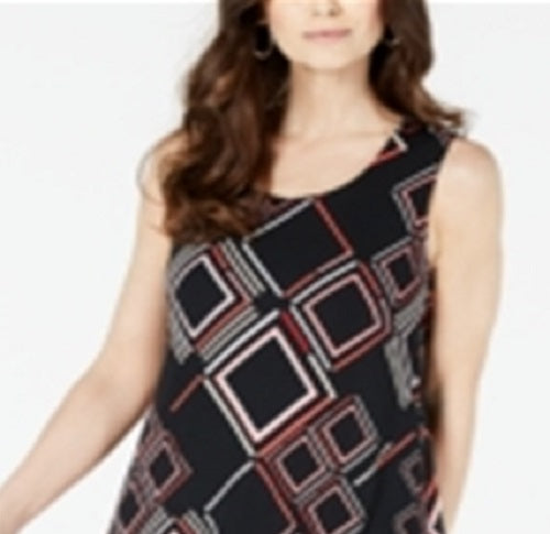 Vestido feminino Alfani com estampa geométrica e bainha tulipa, tamanho pequeno, vermelho