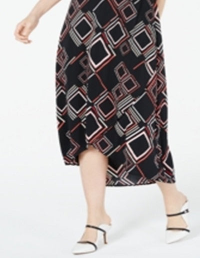 Vestido feminino Alfani com estampa geométrica e bainha tulipa, tamanho pequeno, vermelho