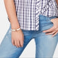 Tommy Hilfiger Blusa xadrez feminina com botões, azul, tamanho pequeno
