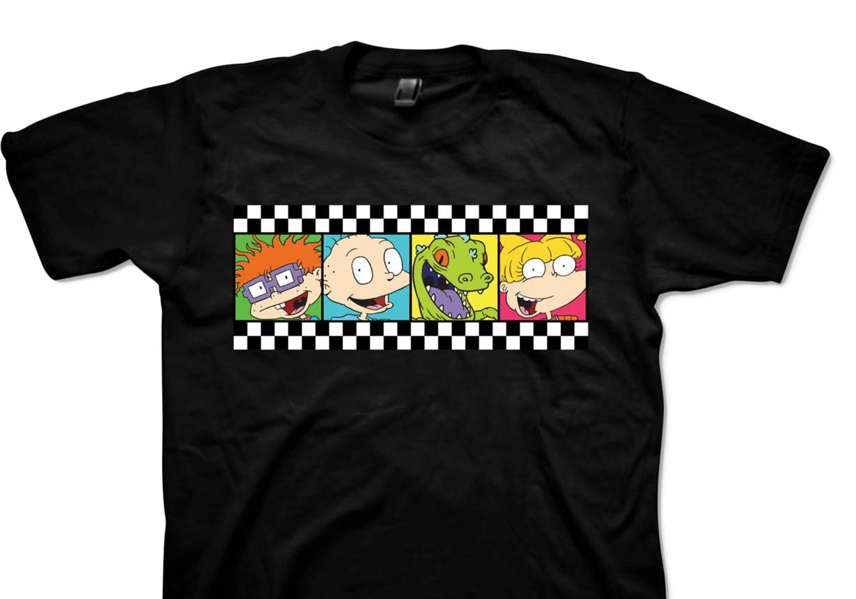 Camiseta gráfica de manga curta masculina Nickelodeon Rugrats Cotton, tamanho médio, preta