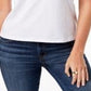 Camiseta feminina Tommy Hilfiger de algodão com logotipo bordado, branca, tamanho 2XL