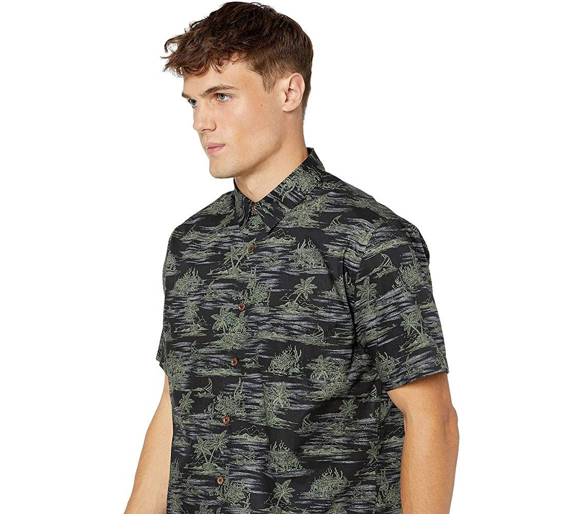 Camisa Quiksilver Shaka Bay Masculina Preta Tamanho Grande