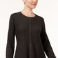 Blusa túnica feminina de malha estilo swingy, cinza, tamanho médio
