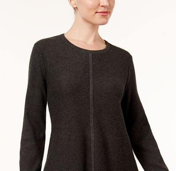 Blusa túnica feminina de malha estilo swingy, cinza, tamanho médio