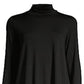 Túnica feminina Eileen Fisher com gola alta e mistura de tencel, preta, tamanho XX-S