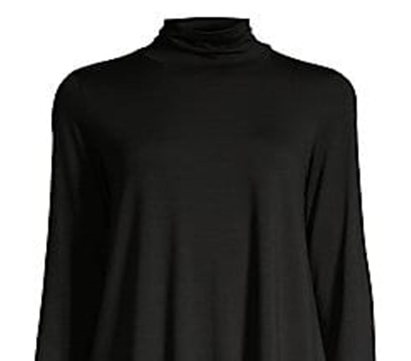 Túnica feminina Eileen Fisher com gola alta e mistura de tencel, preta, tamanho XX-S