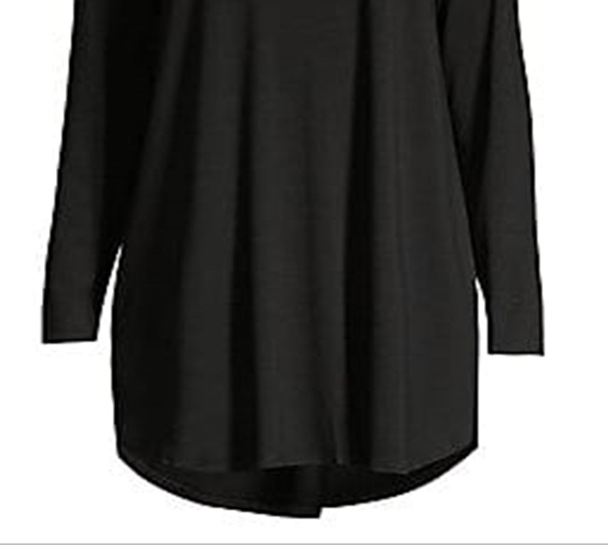 Túnica feminina Eileen Fisher com gola alta e mistura de tencel, preta, tamanho XX-S