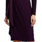 Vestido Ralph Lauren Feminino Manga Longa com Acabamento em Cetim Roxo Tamanho 6 Petite