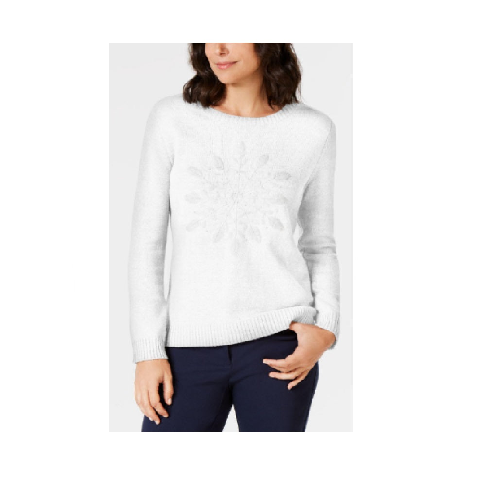 Karen Scott Petite Bordado Floco de Neve P Inverno Branco Combinado PS