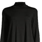 Túnica feminina de malha com gola alta Eileen Fisher, preta, tamanho extragrande