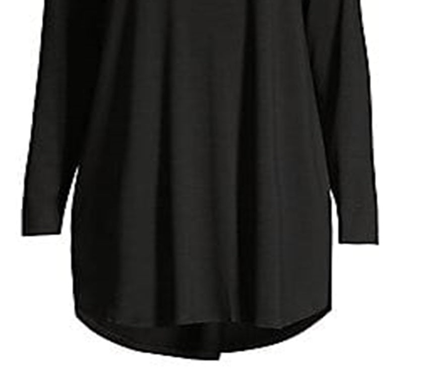 Túnica feminina de malha com gola alta Eileen Fisher, preta, tamanho extragrande