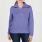 Karen Scott Blusa feminina com gola alta e manga comprida, azul, tamanho pequeno P