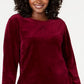 Moletom de veludo feminino Karen Scott, roxo, tamanho G