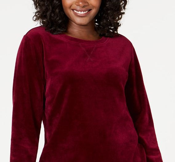 Moletom de veludo feminino Karen Scott, roxo, tamanho G