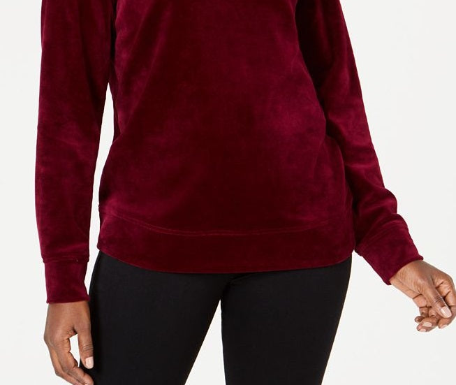 Moletom de veludo feminino Karen Scott, roxo, tamanho G