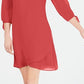 Vestido feminino com mangas amarradas e colar, tamanho pequeno, vermelho, JM Collection