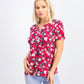 Karen Scott Top Henley Estampado Feminino Vermelho Tamanho XXL