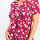 Karen Scott Top Henley Estampado Feminino Vermelho Tamanho XXL
