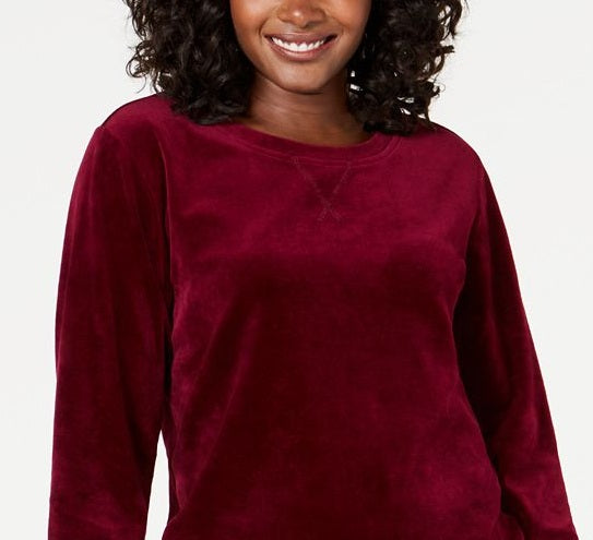 Moletom de veludo feminino Karen Scott, roxo, tamanho G