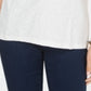 Blusa feminina branca com estampa floral e botões, manga curta, tamanho M, da Style Company