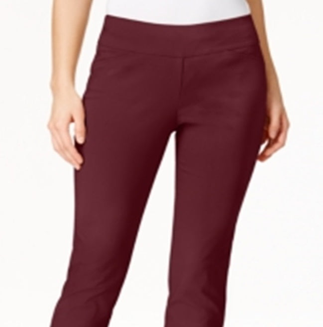 Calça feminina Charter Club Cambridge Tummy Control Slim Leg, vermelha, tamanho 2 Petite