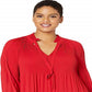 Ralph Lauren Feminino Georgette Amarre o decote em V Vermelho Tamanho 3X