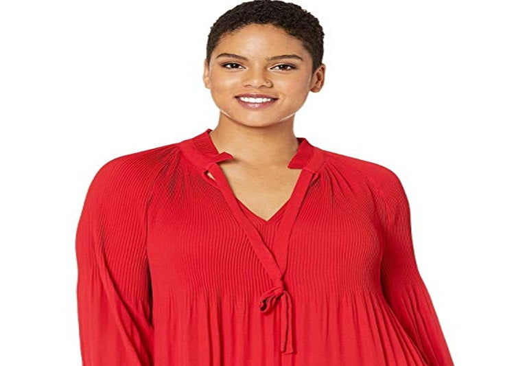 Ralph Lauren Feminino Georgette Amarre o decote em V Vermelho Tamanho 3X