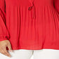 Ralph Lauren Feminino Georgette Amarre o decote em V Vermelho Tamanho 3X