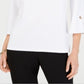Top feminino com ilhós texturizados e decote em V, tamanho XS, branco, da coleção JM